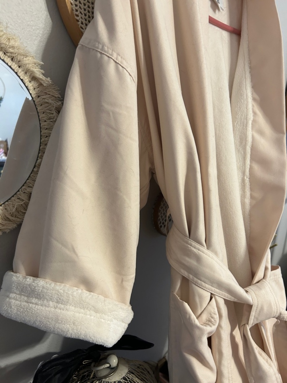 Embroidered Cream Spa Robe with Belt - Picture 5 of 9